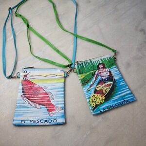 Mexican Loteria Crossbody Cell Phone Purse La Chalupa El‎ Pescado Shoulder Bag